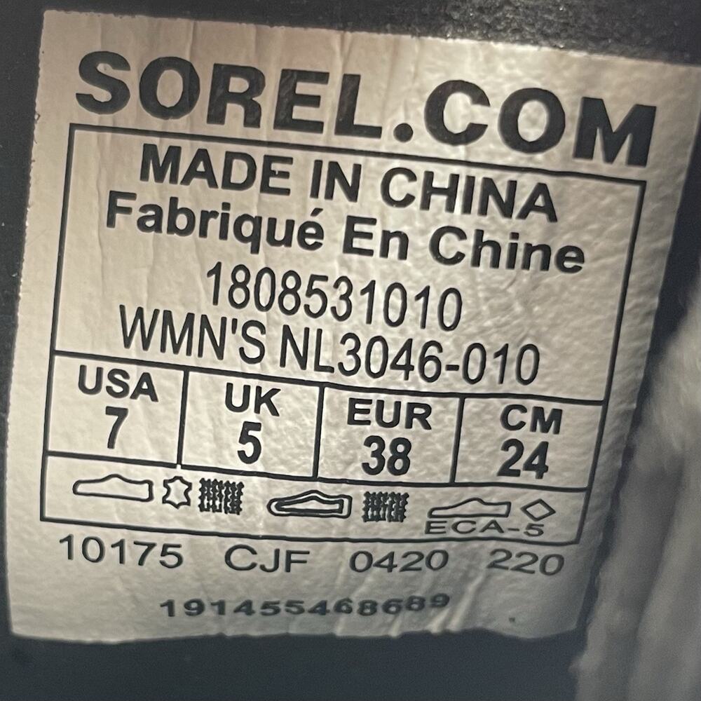 Sorel Lexie Wedge Womens Size 7 Black Leather Waterproof Lace Up Ankle Boots - Picture 7 of 13
